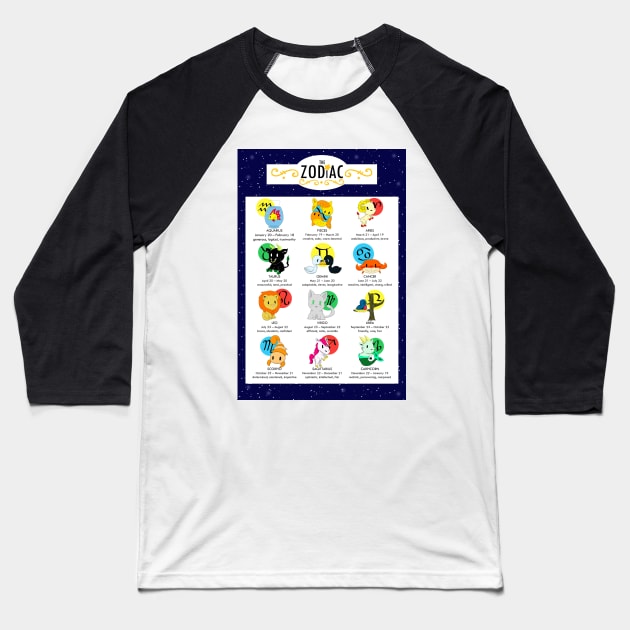 Zodiac Chart Baseball T-Shirt by allthebeanz